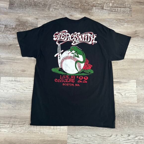 Aerosmith Tee Black Cotton 50 Years Boston Concert T-Shirt 2022 Rock Band - Picture 3 of 8
